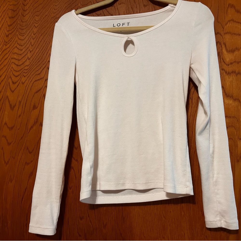 LOFT Women's Cream Long Sleeve Top